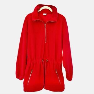 Vintage Sonia Bogner Red 1/4 Zip Turtleneck Fleece Apres-Ski Jacket Size Medium